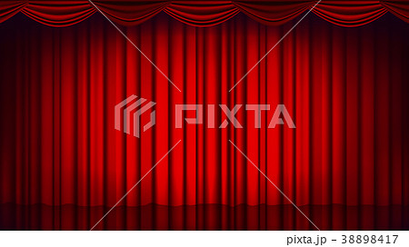 Red Theater Curtain Vector. Theater, Opera Or 38898417