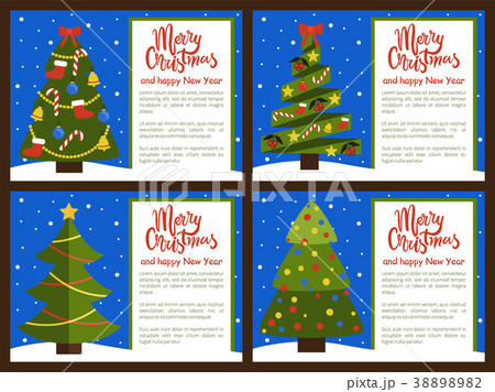 Merry Christmas Happy New Year Posters with Tree 38898982