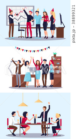 Set of People Celebrating Vector Illustration 38899321