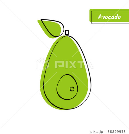 Flat green avocado market logo with black contour 38899953