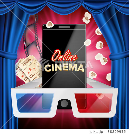 Online Cinema Banner Vector. Realistic Smart Phone 38899956