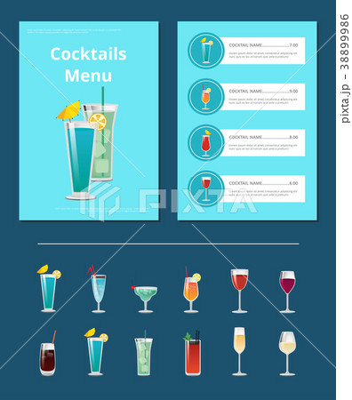 Cocktails Menu Bar Layout with Alcoholic Beverages 38899986