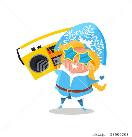 Snow Maiden with Record Player Vector Illustration 38900203