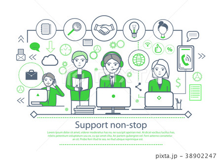 Support Non-stop Placard, Vector Illustration 38902247