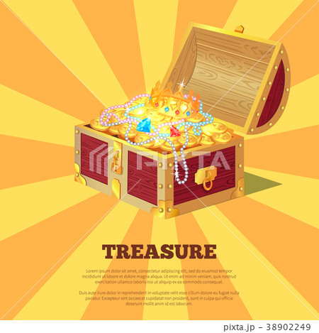 Glossy Treasure Chest Banner Vector Illustration 38902249