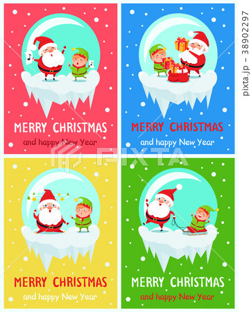Happy New Year Merry Christmas Poster Santa Elf 38902297