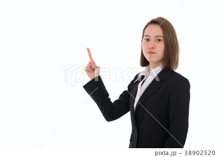 指を立てるビジネススーツの女性 指を立てるビジネススーツの女性 38902520