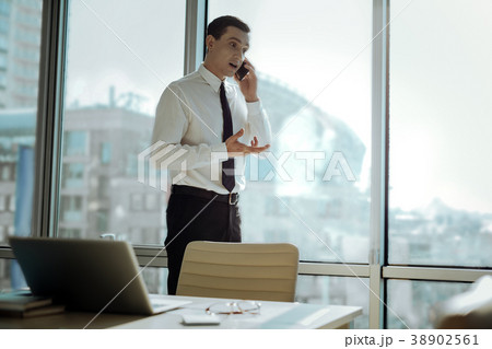 Handsome businessman negotiating on the phone Handsome businessman negotiating on the phone 38902561