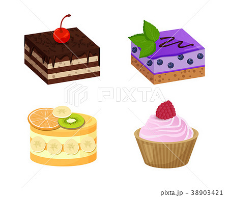 Four Sweet Dessert Posters Vector Illustration 38903421