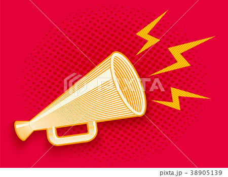 retro megaphone on red halftone background 38905139