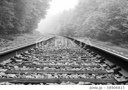 Train track into the fog Train track into the fog 38906815