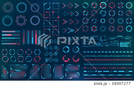 Set HUD Interface Elements - Lines, Circles Set HUD Interface Elements - Lines, Circles 38907277