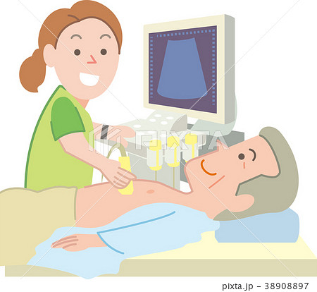 医療 エコー検査を受けるシニア男性のイラスト素材 38908897 Pixta