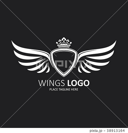 Winged Shield White With A Crown Icon Templateのイラスト素材