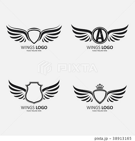Set of heraldic winged shields in different shapes 38913165