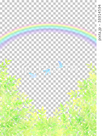 Young leaf and rainbow and blue bird 38914594