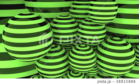 Glossy black and green striped balls 3D rendering Glossy black and green striped balls 3D rendering 38915888