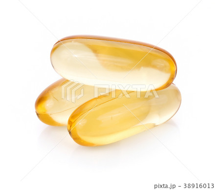 Fish oil pill on white background Fish oil pill on white background 38916013