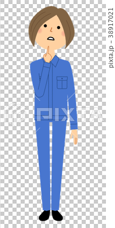 作業服の女性　考える 38917021