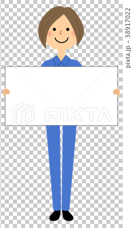 Woman in work clothes whiteboard Woman in work clothes whiteboard 38917022
