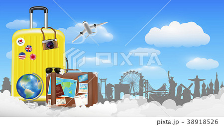 time to travel with bag and world travel object 38918526