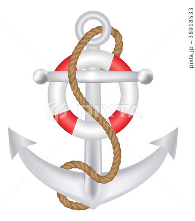 anchor with rope and safety ring logo vector 38918533