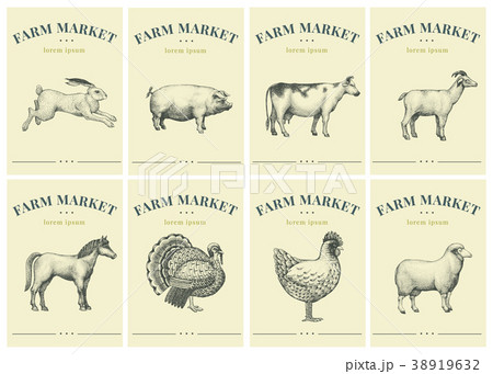 Labels with farm animals. Set templates price tags 38919632