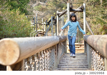 公園の遊具で遊ぶ女の子 公園の遊具で遊ぶ女の子 38920968