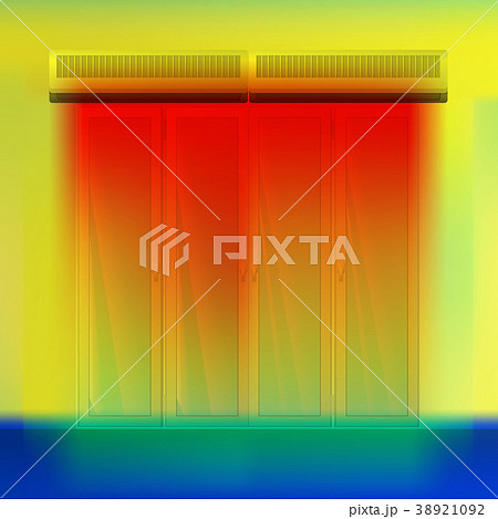 Double air curtain above door. Double air curtain above door. 38921092