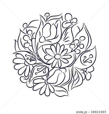 Flower Round Rosette Vector Isolated Composition のイラスト素材