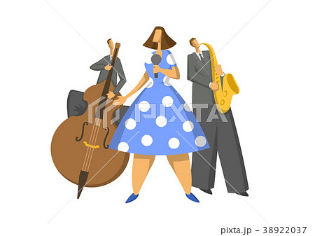 Jazz music trio. Contrabassist, saxophonist and 38922037