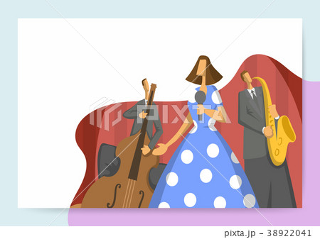 Jazz music trio. Contrabassist, saxophonist and 38922041