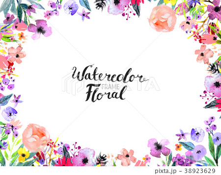 Watercolor Flower Border Watercolor Flower Border 38923629