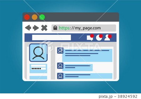 Internet browser window with an open social Internet browser window with an open social 38924592