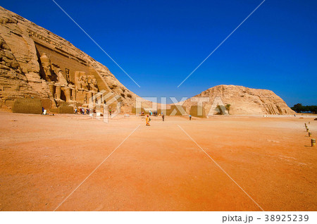 Wide angle view of two massive rock temples Wide angle view of two massive rock temples 38925239