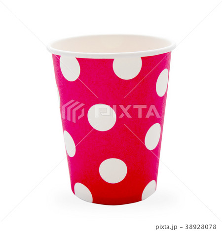 Red paper disposable glass in polka dot 38928078