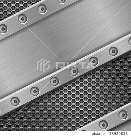 Metal background with rivets and perforation Metal background with rivets and perforation 38929831