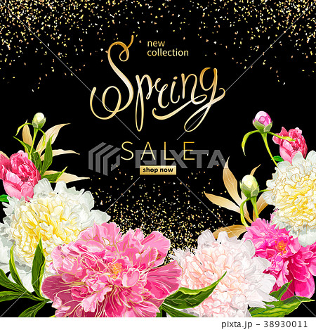 Spring collection background with peones 38930011