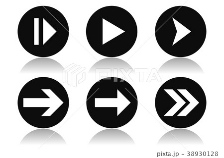 Arrow icons. Round black icons with reflection 38930128
