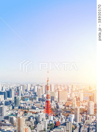 aerial city skyline with tokyo tower, japan aerial city skyline with tokyo tower, japan 38930370