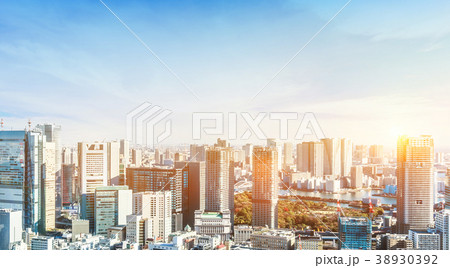 aerial view of city skyline in Tokyo, Japan 38930392