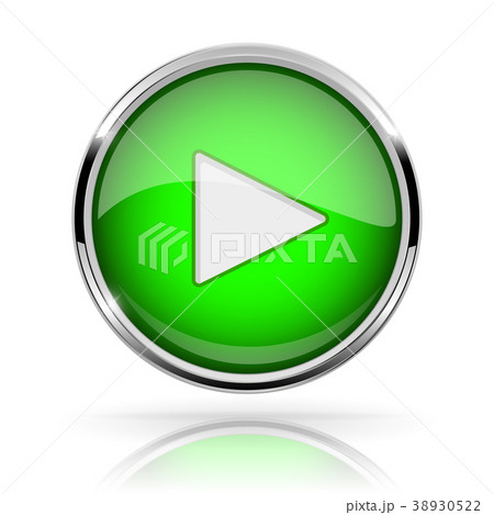 Green round media button. PLAY button. Shiny icon 38930522