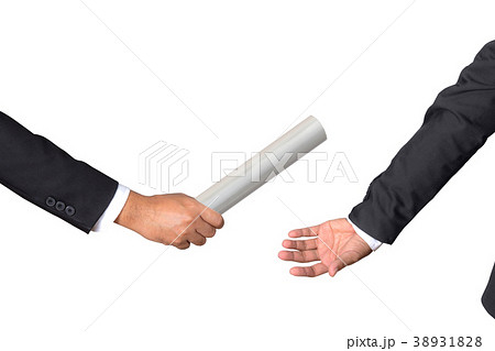 businessman passing relay baton to colleague 38931828