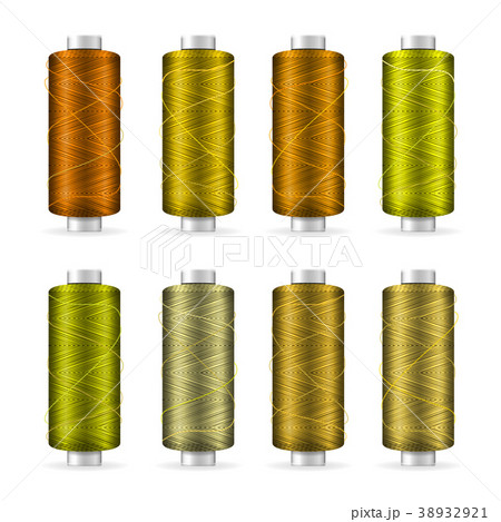 Thread Spool Set. Bright Plastic Bobbin. Isolated 38932921