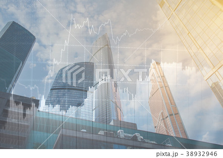 Double explosure with business charts and 38932946