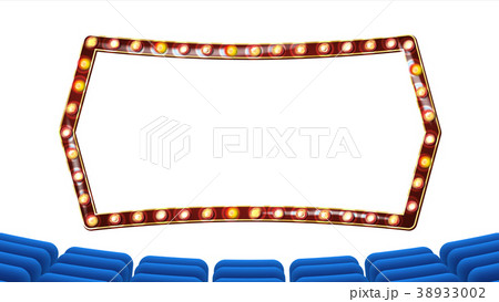 Retro Cinema Vector. Theater Curtain, Frame Light Retro Cinema Vector. Theater Curtain, Frame Light 38933002