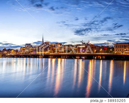 Stockholm sunset skyline panorama Stockholm sunset skyline panorama 38933205