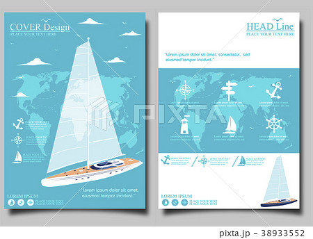 Yacht club flyer design with sail boat 38933552