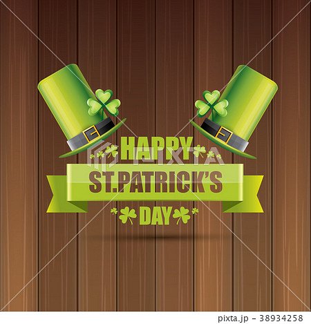 saint patricks day label or poster with green hat saint patricks day label or poster with green hat 38934258