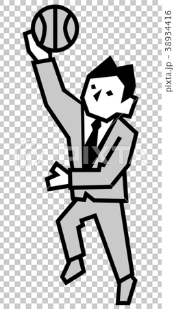 堅実なレイアップシュートをするビジネスマン 38934416